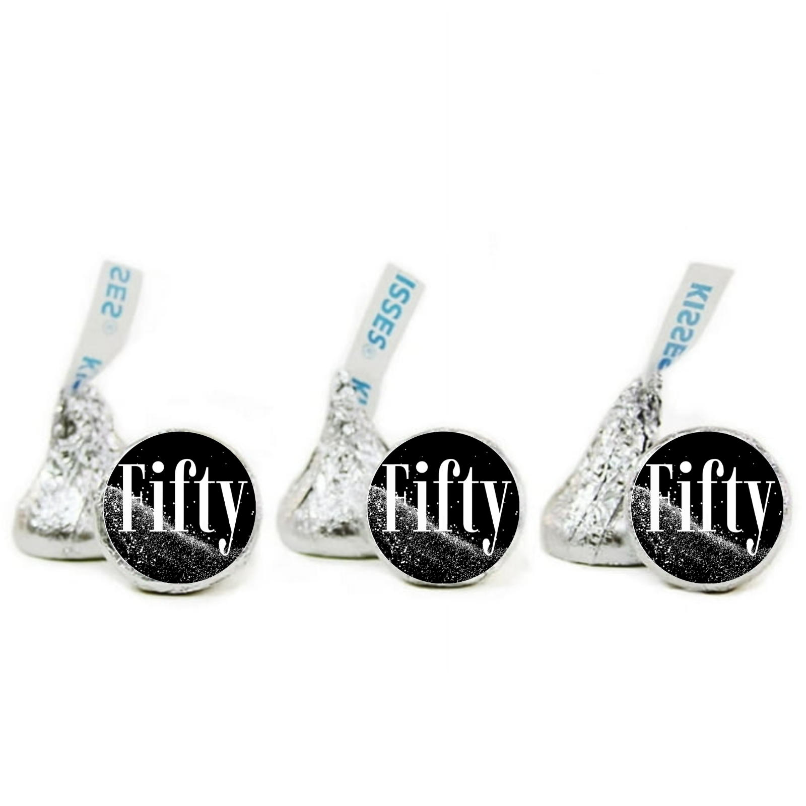 Fifty Birthday Party Kiss Candy Stickers |Elegant 50th Birthday Candy Labels