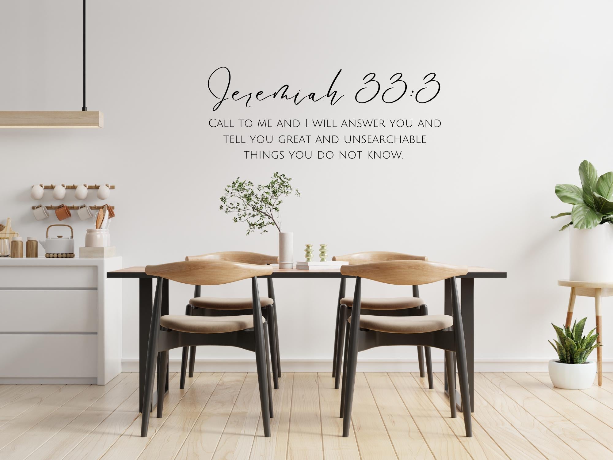 Jeremiah 33:3 Bible Verse Wall Art | Faith Based Motivation | Vinyl Wall Decals