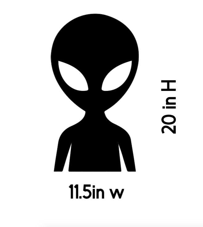Reusable Alien Window Cling Decal | Large Silhouette Peel and Stick | 11.5 x 20 in