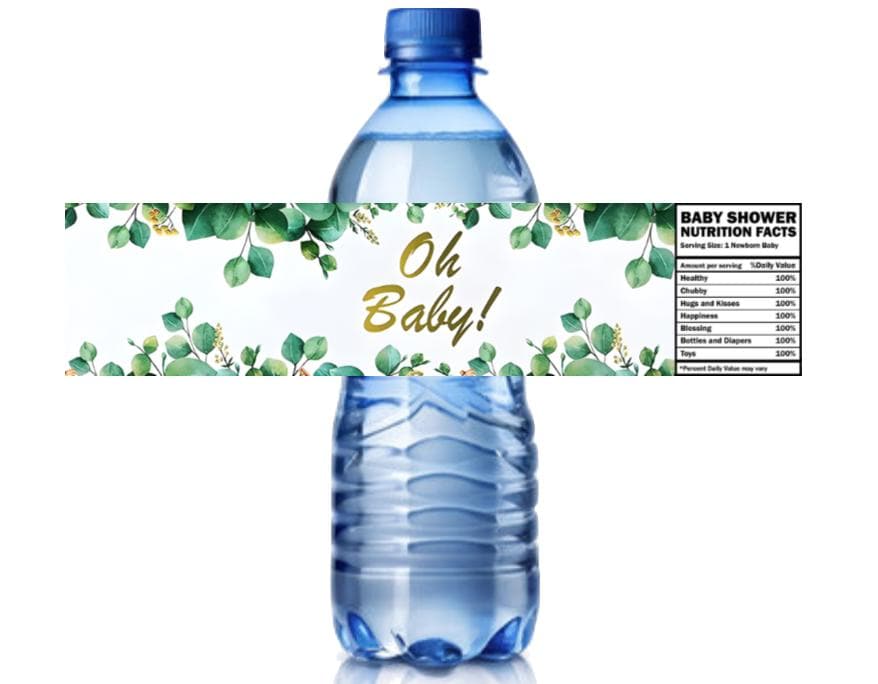 Ohh Baby Water Bottle Labels | 12 Pack | Gender Neutral Baby Shower Supplies