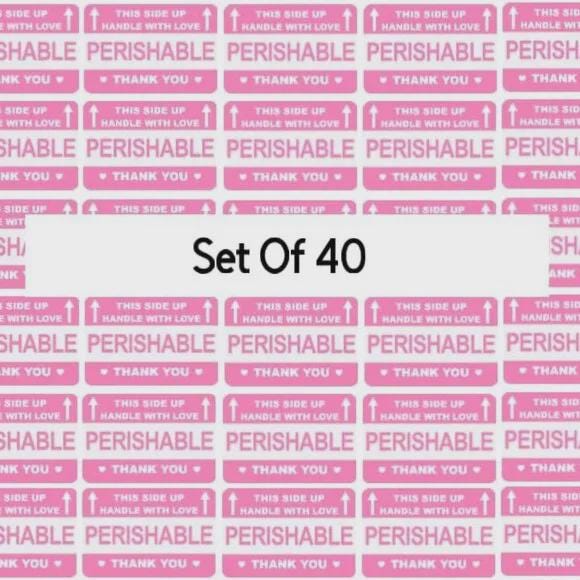 Pink Perishable Shipping Labels, Handle with Love, This Side Up, Set of 40