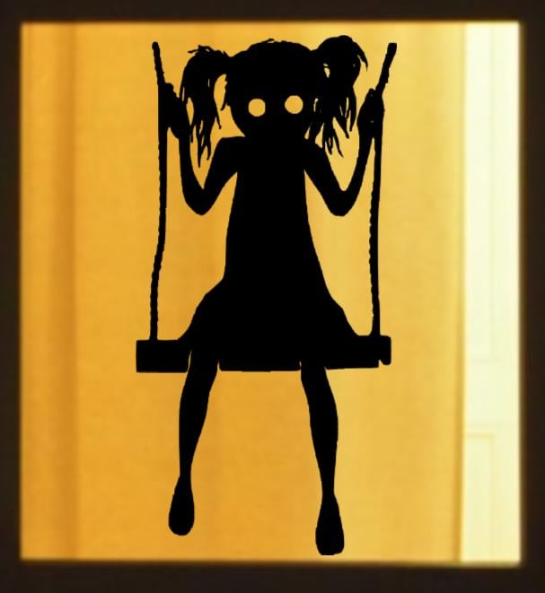 Halloween Spooky Girl Swinging Window Cling Decal | 23H | Reusable| Halloween Decals