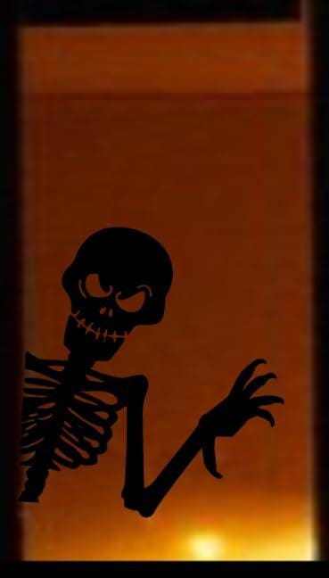 Halloween Peeping Spooky Skeleton Reusable Window Cling Decal, Black Vinyl, Indoor Non-Adhesive Decoration, 13.5 x 11.5 inches