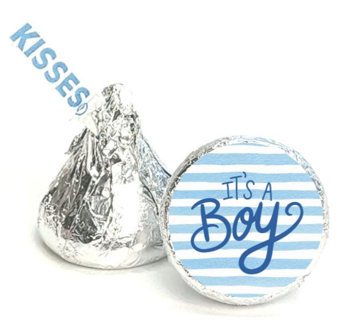 It’s a Boy Kisses Candy Stickers |100ct|Baby Shower| Gender Reveal|Glossy| 0.75
