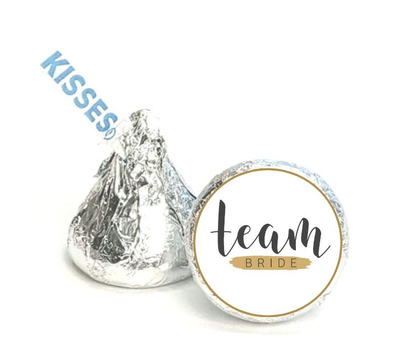 Team Bride Kisses Candy Stickers | 100pcs Waterproof Glossy Vinyl | Wedding Bridal Shower Favors