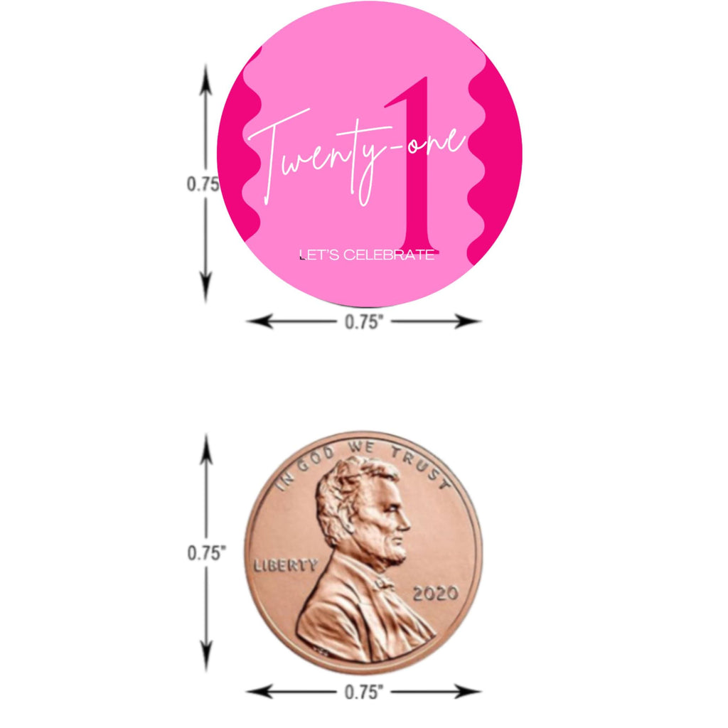 21st Birthday Candy Stickers | Twenty One Labels | 100 Glossy Chocolate Kiss Stickers | Peel & Stick Party Decorations