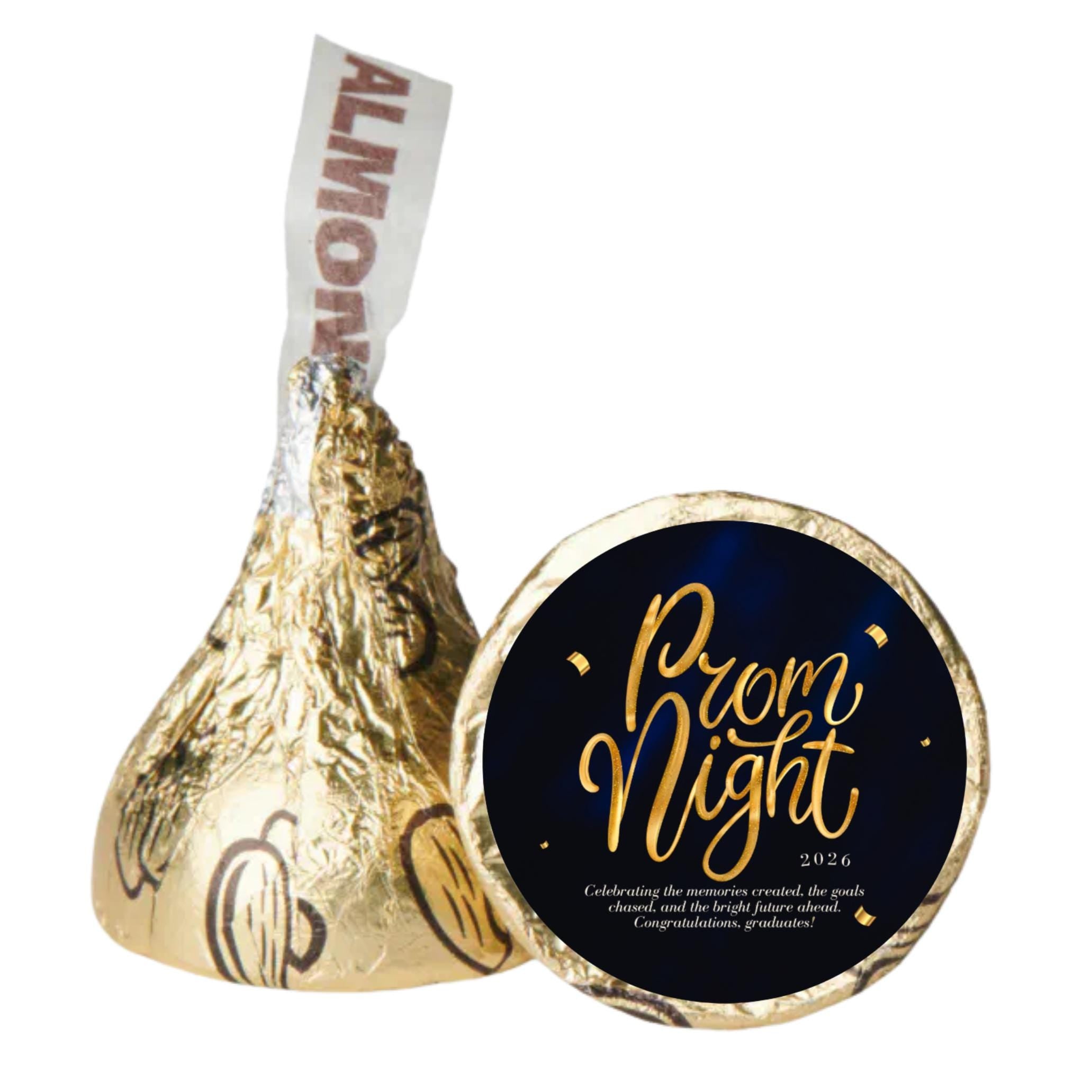 Prom Night Candy Stickers | 100 Chocolate Kiss Labels | Glossy 0.75in Peel & Stick | Prom Party Table Favors