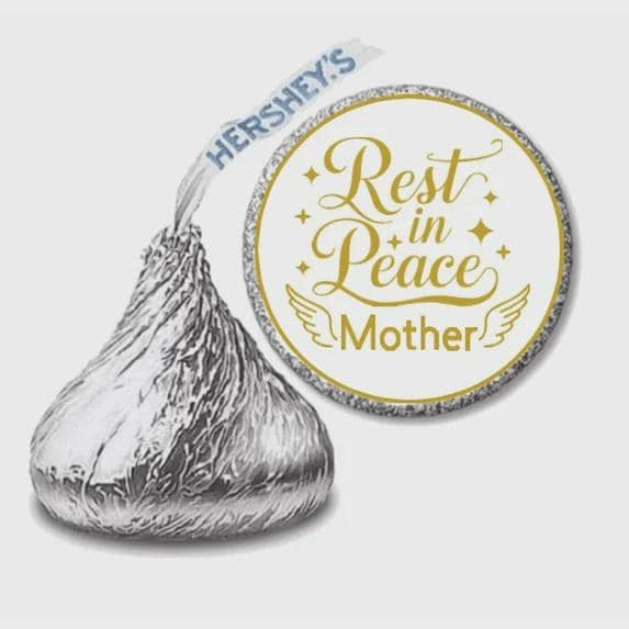 Rest in Peace Mother Memorial Chocolate Candy Labels, 0.75 Inch Round, Set of 100