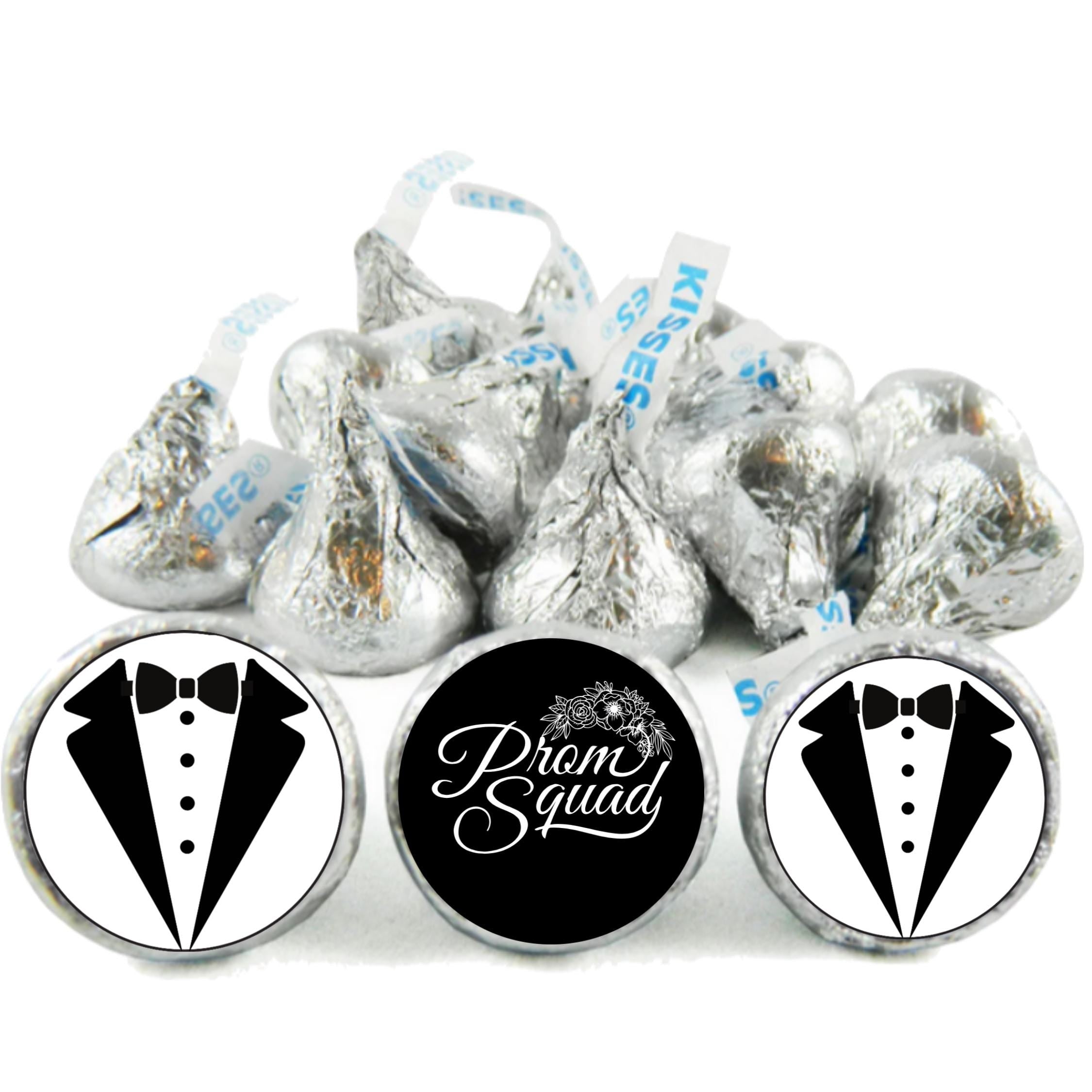 2026 Prom Squad Stickers | Tuxedo Candy Kiss Labels | 100 Glossy|Dessert Table Decor