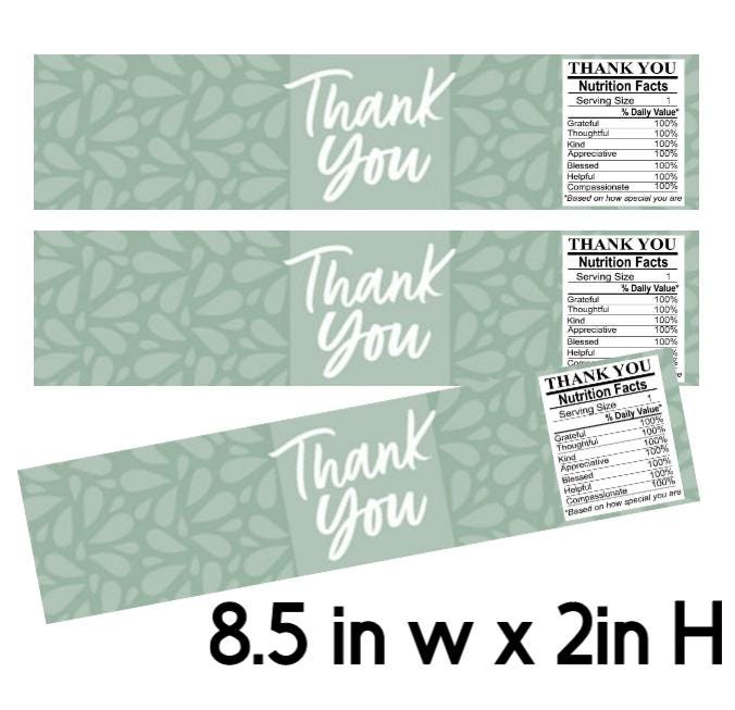 Thank You Water Bottle Labels | Green Floral Design | 12 Count | Event Decorations