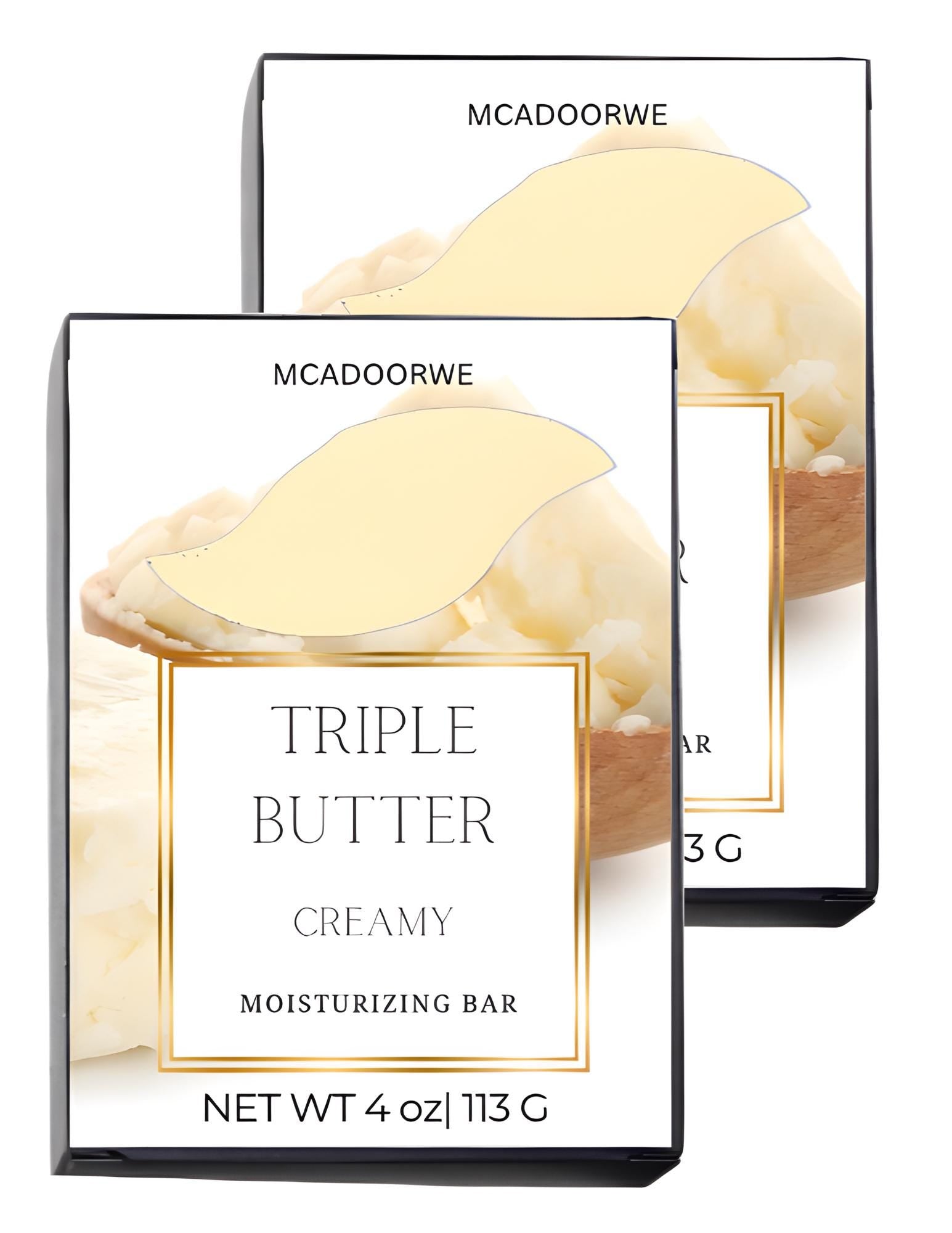 Creamy Triple Butter Bar | Organic Shea Mango Cocoa Soap | Luxurious Handmade 4 oz Bar
