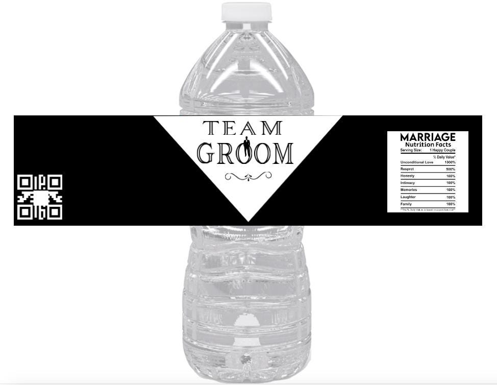 Classy Team Groom Water Bottle Labels|Custom Wedding Water Bottle Labels