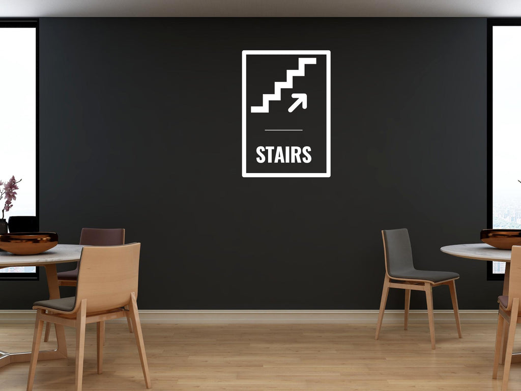 Stairs Arrow Small Business Direction Wall Decal| 11.5x16in | Black| Durable| Matte| Business
