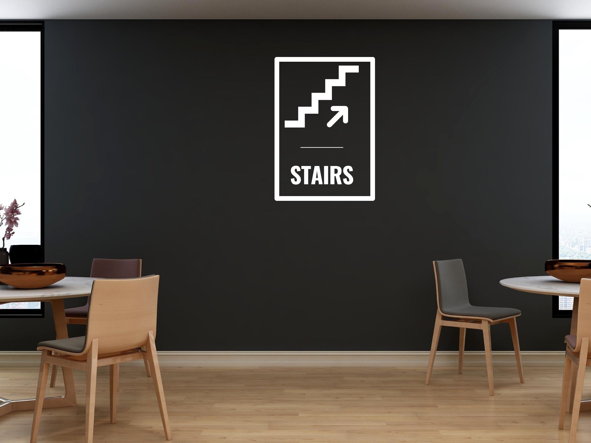 Stairs Arrow Small Business Direction Wall Decal| 11.5x16in | Black| Durable| Matte| Business