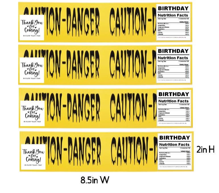 Personalized Safety Caution Danger Water Bottle Labels | Party Bottle Favors | Custom Stickers