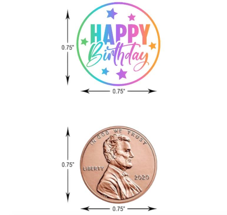 Rainbow Happy Birthday Mini Chocolate Stickers | 100ct| Glossy| 0.75in Labels