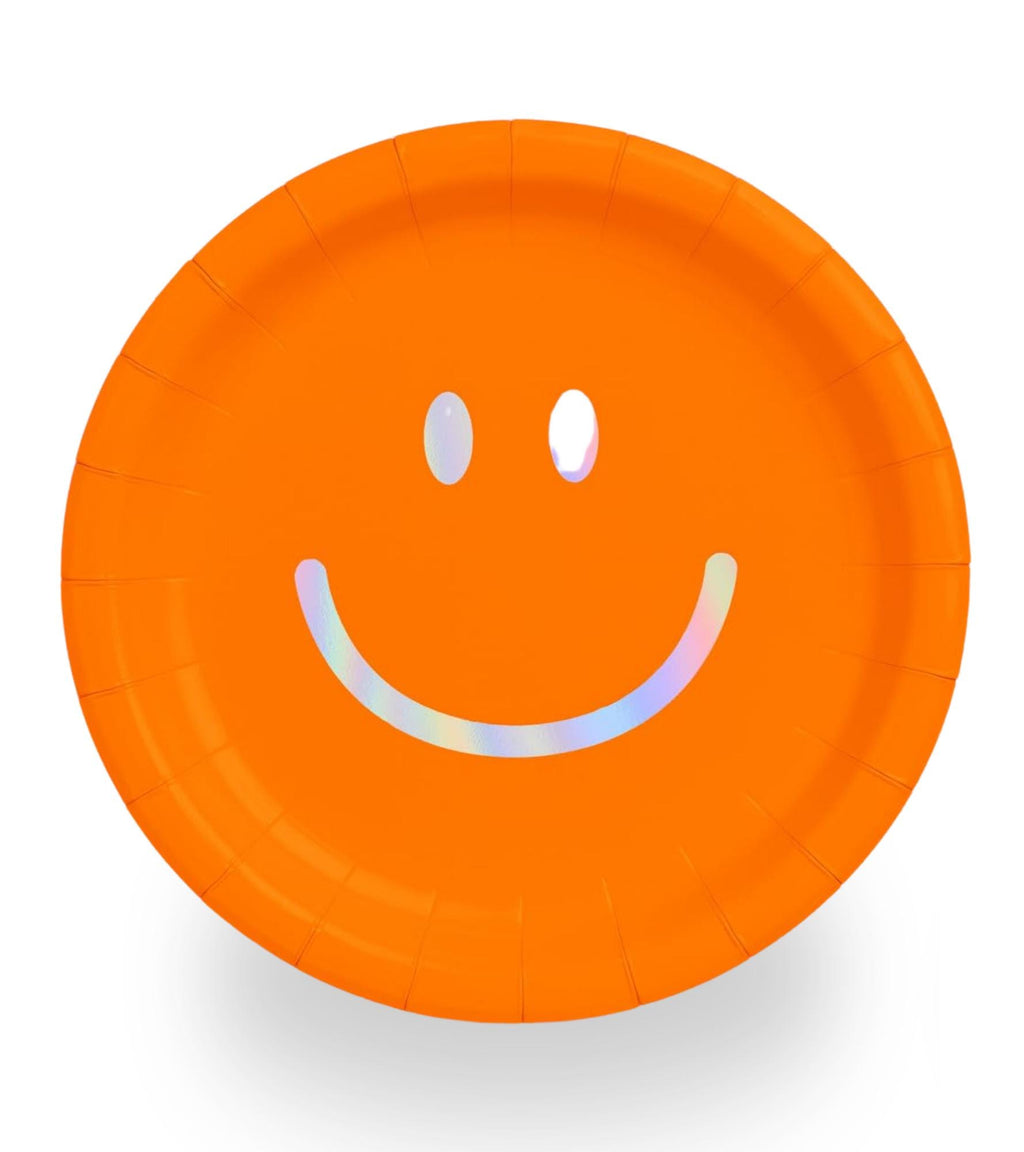 Smiley Face Party Plates Multicolor | Pink Green Purple Orange Tableware | Dinner and Dessert