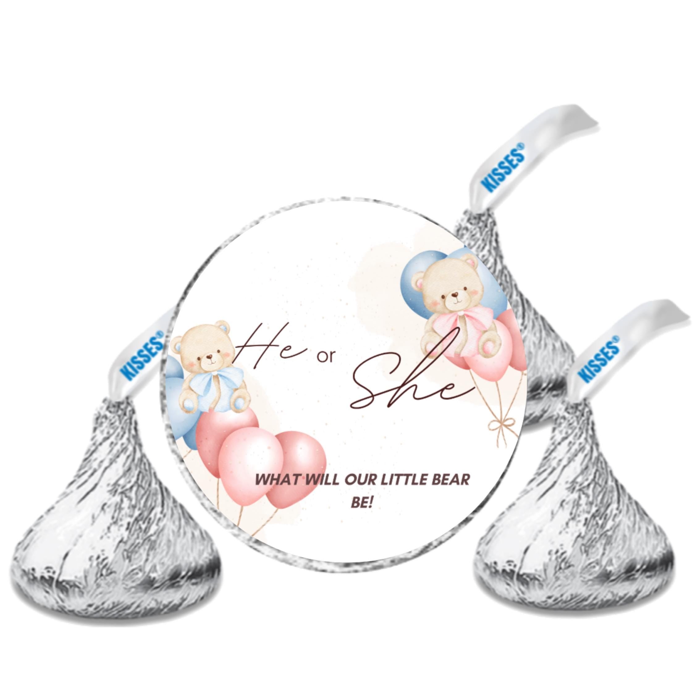 Teddy Bear Baby Shower Candy Stickers | He or She What Will Our Little Bear Be Labels | 100 Glossy