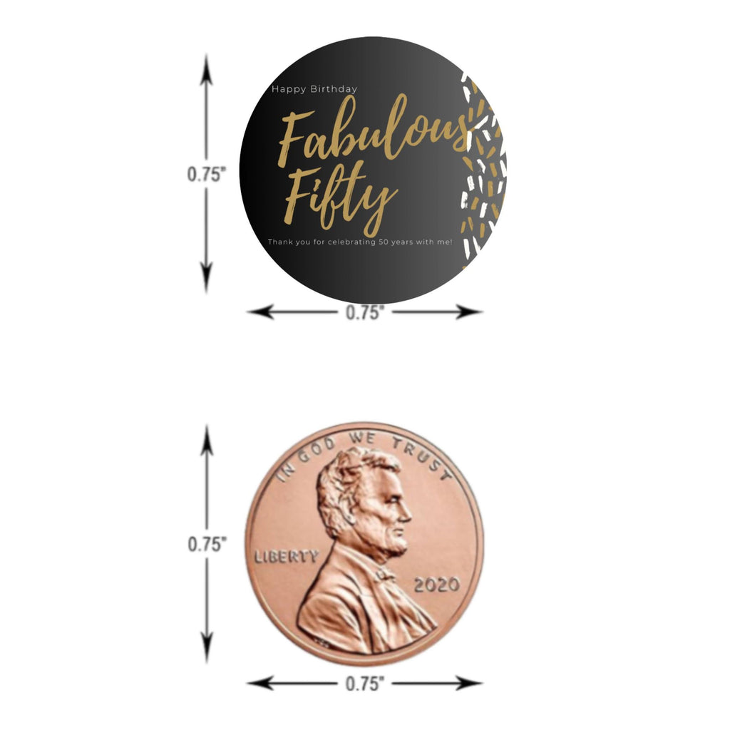 Fabulous Fifty Stickers | 100 Chocolate Candy Kiss Labels |Fabulous Fifty Labels