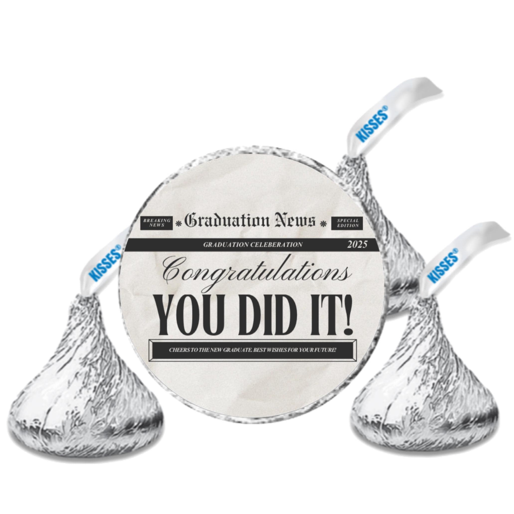 Graduation Candy Stickers | Congratulations You Did It | 100 Glossy Chocolate Kiss Labels |