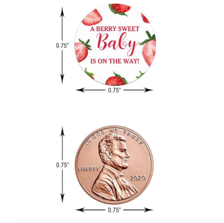 A Berry Sweet Baby Is On The Way |Chocolate Candy Labels | 100ct| Glossy| 0.75in|Baby Shower