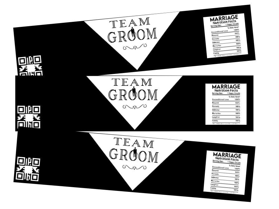 Classy Team Groom Water Bottle Labels|Custom Wedding Water Bottle Labels