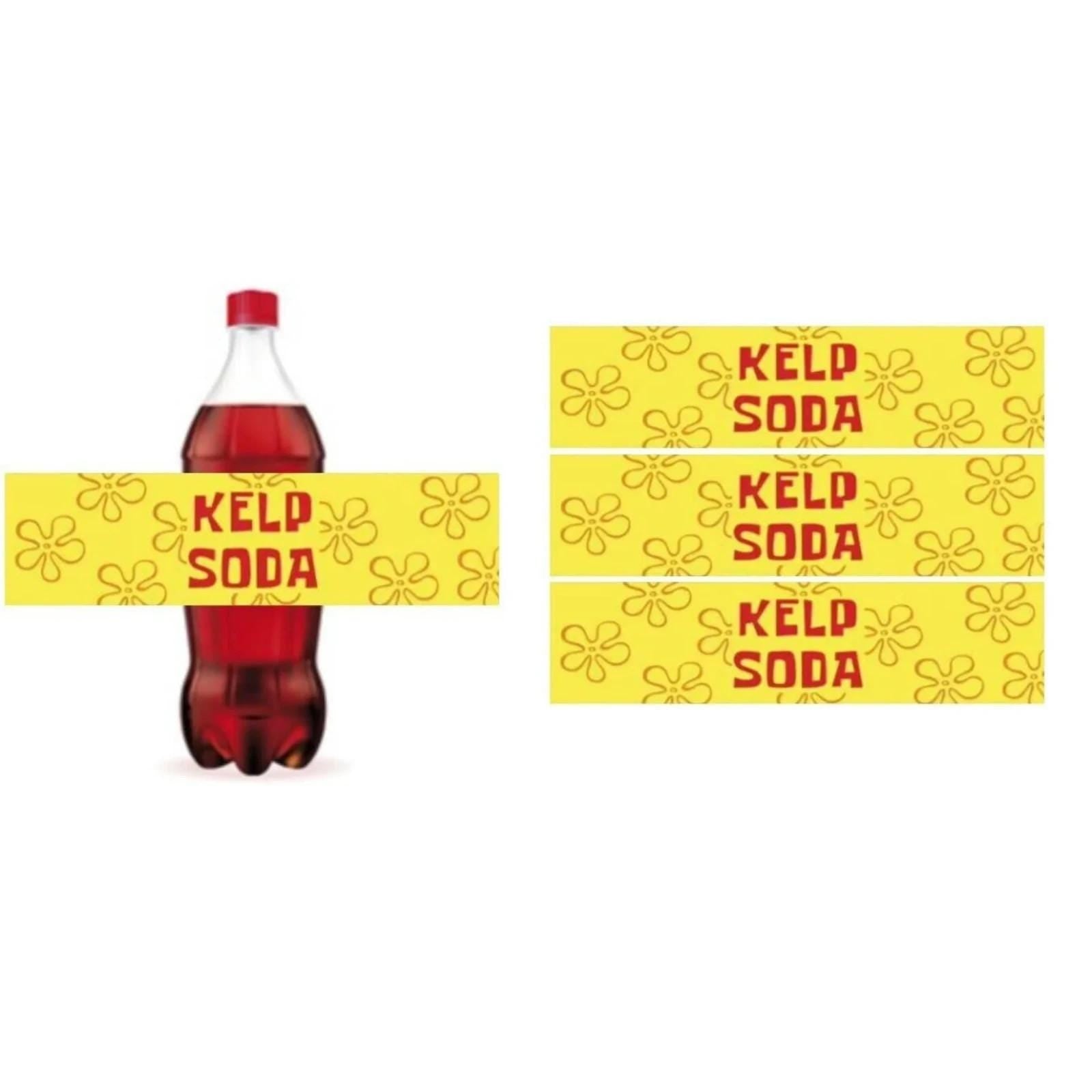Kelp Soda Water Bottle Labels, Squarepants Party Decorations