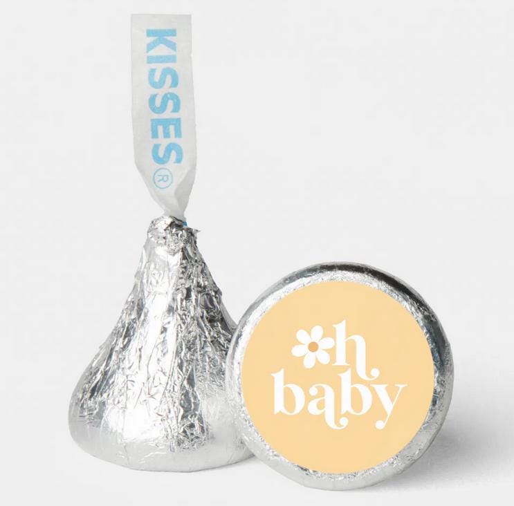 Oh Baby Kisses Candy Stickers | 100ct|Glossy| Baby Shower