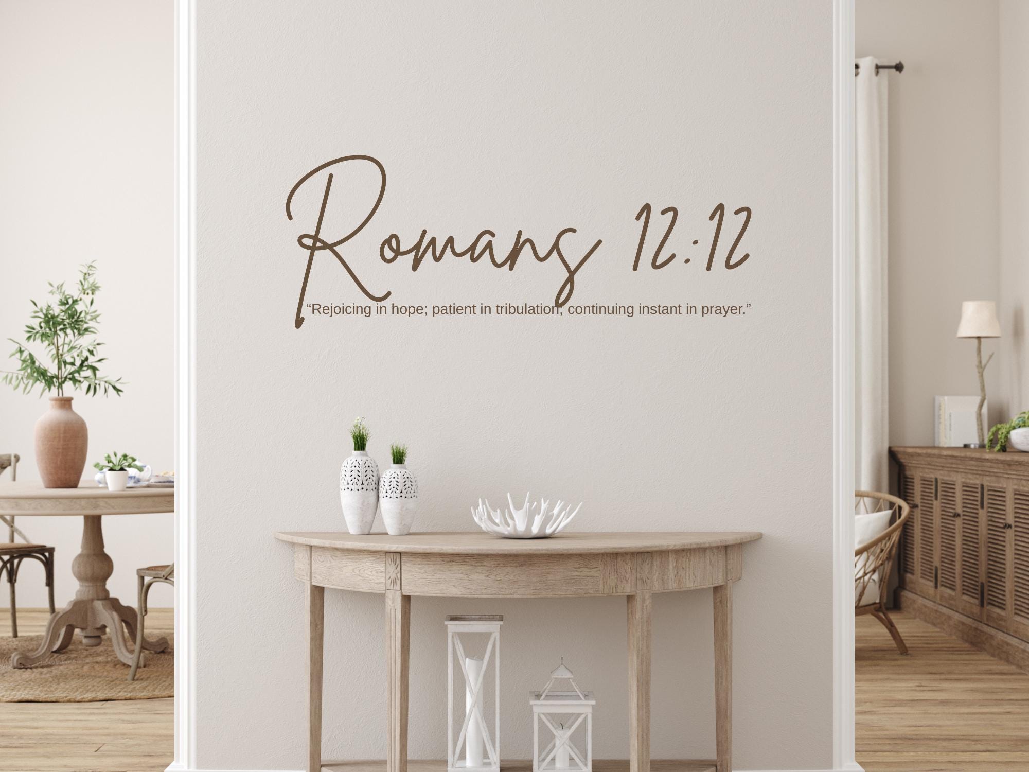 Romans 12:12 Bible Verse Wall Art | Faith Based Motivation | Vinyl Wall Decals