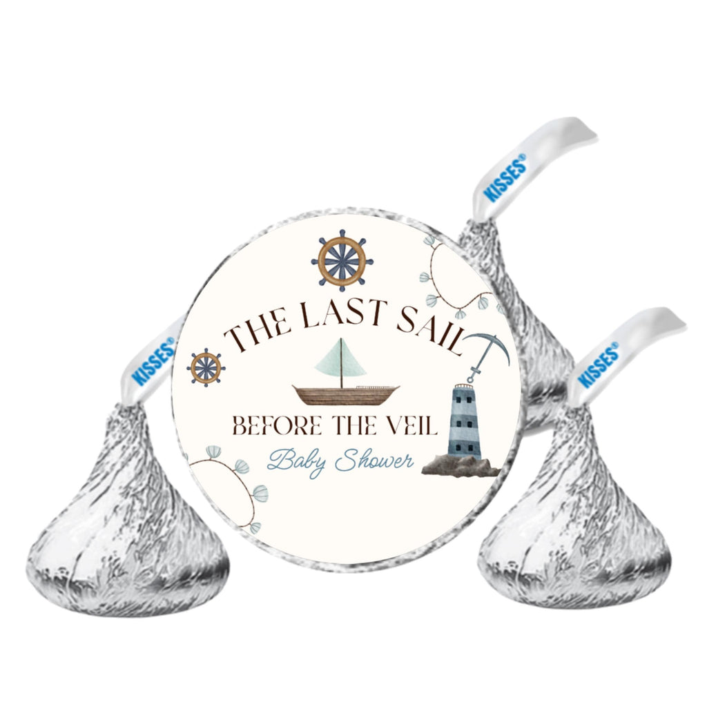 The Last Sail Before the Veil Candy Labels|Ocean Baby Shower|Gender Reveal Favors|100|Glossy|Ocean Table Accents