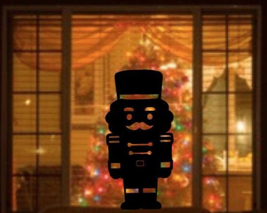 Large Christmas Nutcracker Window Cling Decal | Black Silhouette | 11.5" W × 23.5" H | Reusable Glossy Vinyl