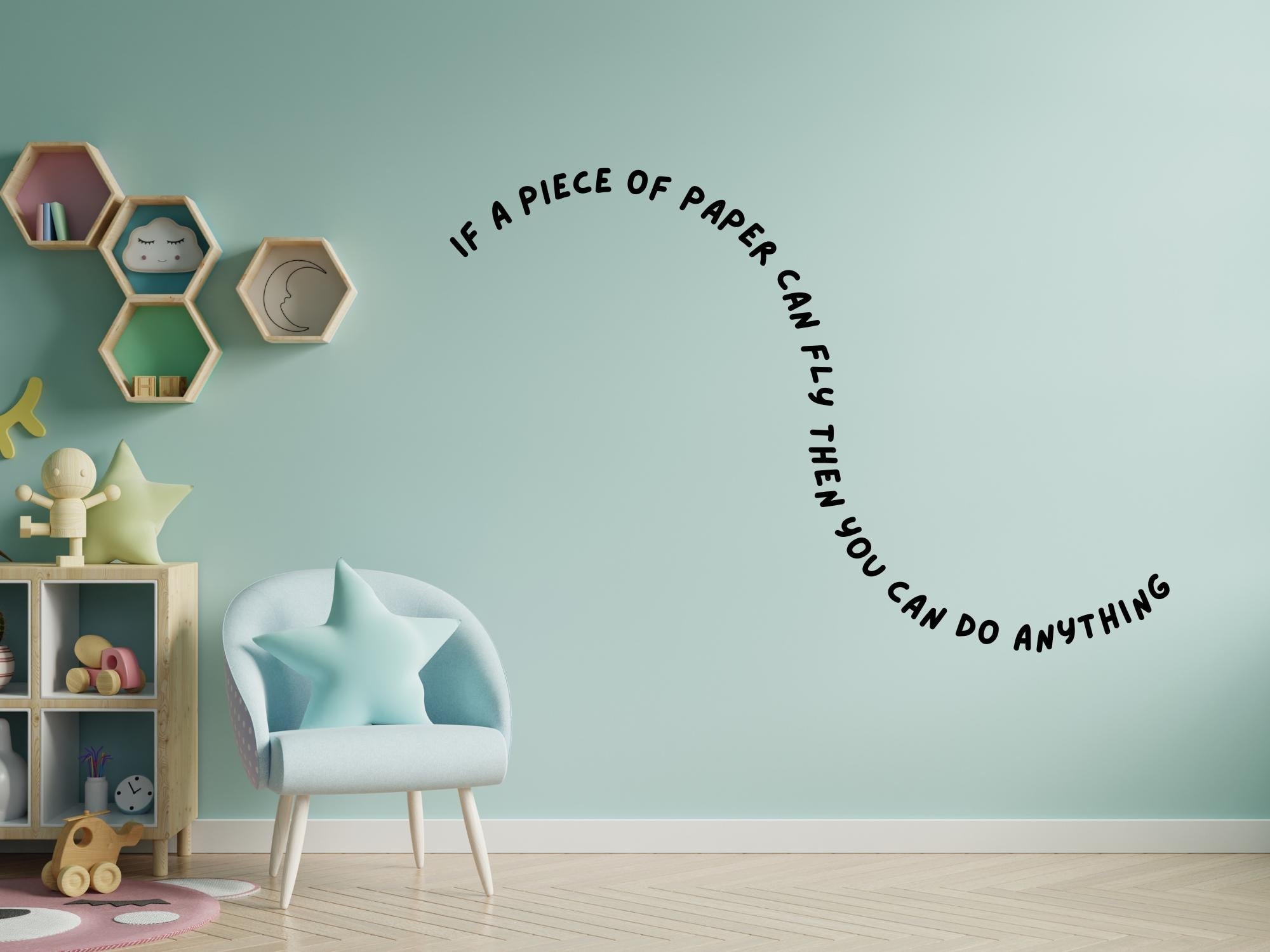 Fun Inspirational Wall Decal for Kids | Paper Airplane Quote | 17in x 11.5in| Black