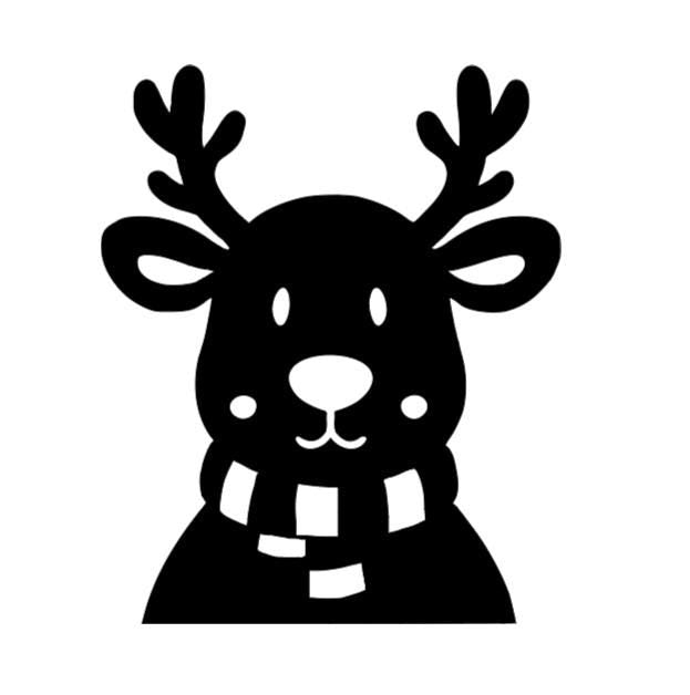 Peeking Reindeer Christmas Window Cling Decal | Black Silhouette | Reusable Glossy Vinyl Decal