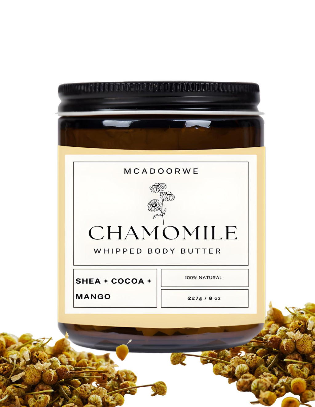 Chamomile Whipped Body Butter | Handmade Organic Shea Mango Cocoa Blend |8 oz|Natural
