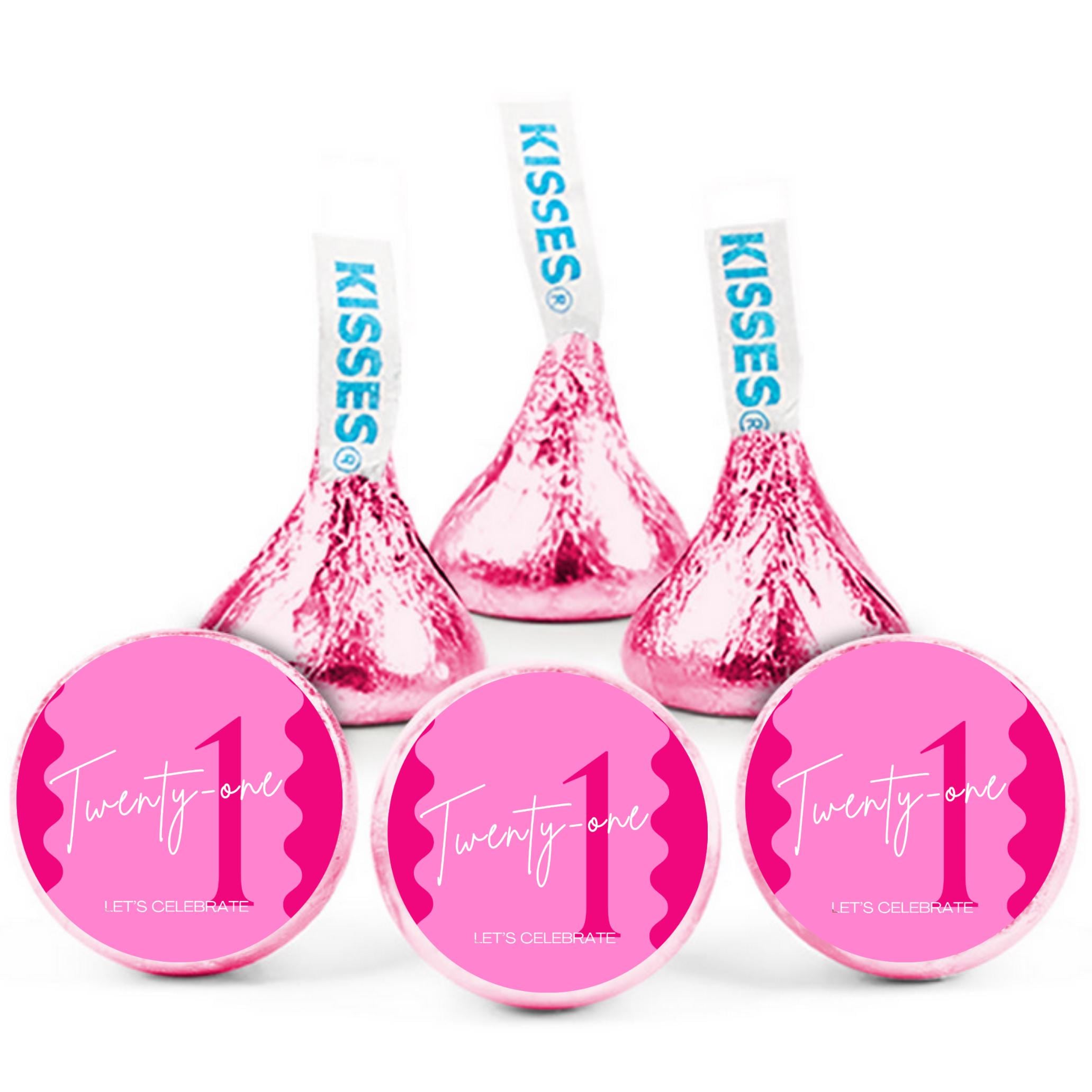 21st Birthday Candy Stickers | Twenty One Labels | 100 Glossy Chocolate Kiss Stickers | Peel & Stick Party Decorations