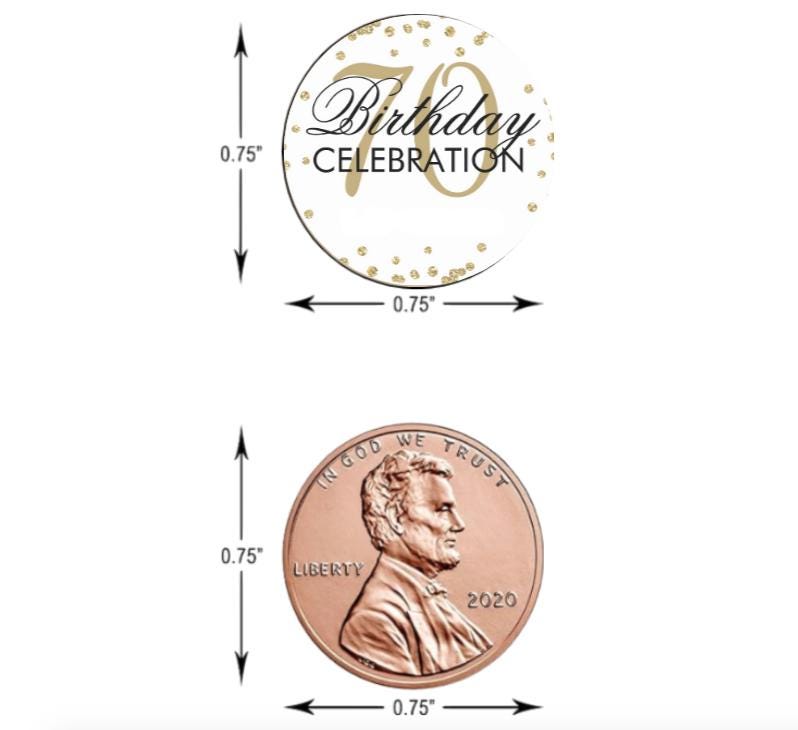 70th Birthday Celebration Mini Candy Labels | Set of 100| Glossy| 0.75in