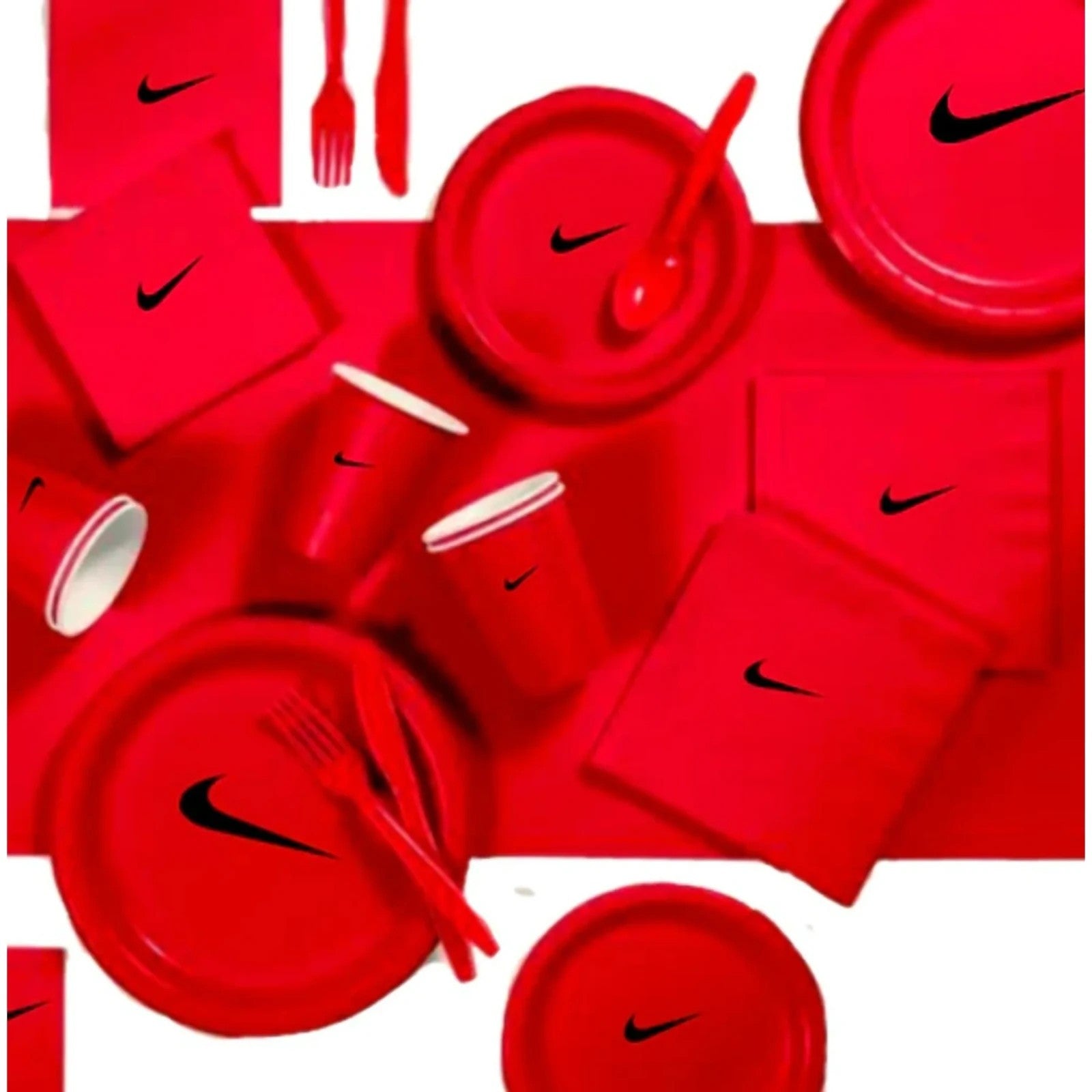 Custom Sw00sh Party, Birthday Party Dinnerware Set of 60 total pieces-Red & Blac