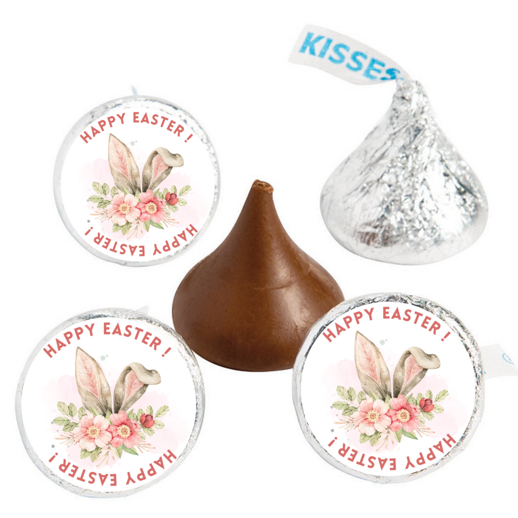 Happy Easter Stickers | Easter Kiss Candy Bottom Stickers | Bunny Ears | 100ct | Glossy