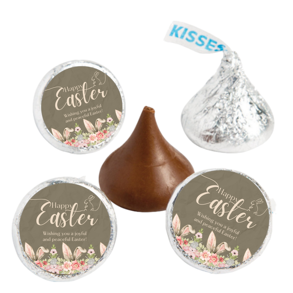 Easter Party Candy Stickers | Happy Easter Candy Labels | Bunny Floral Table Decor