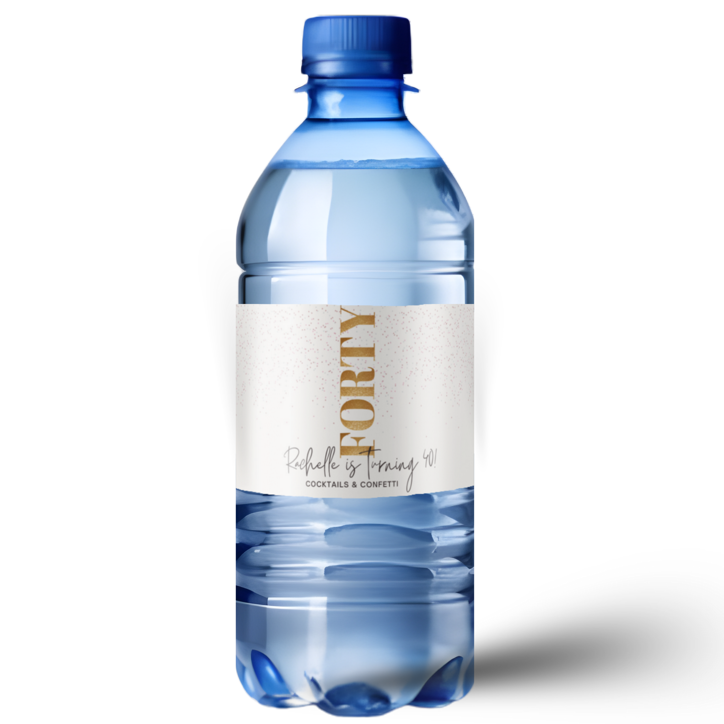 40th Birthday Water Bottle Labels | Cocktails and Confetti Theme | Turning 40 Party Decor | Glossy