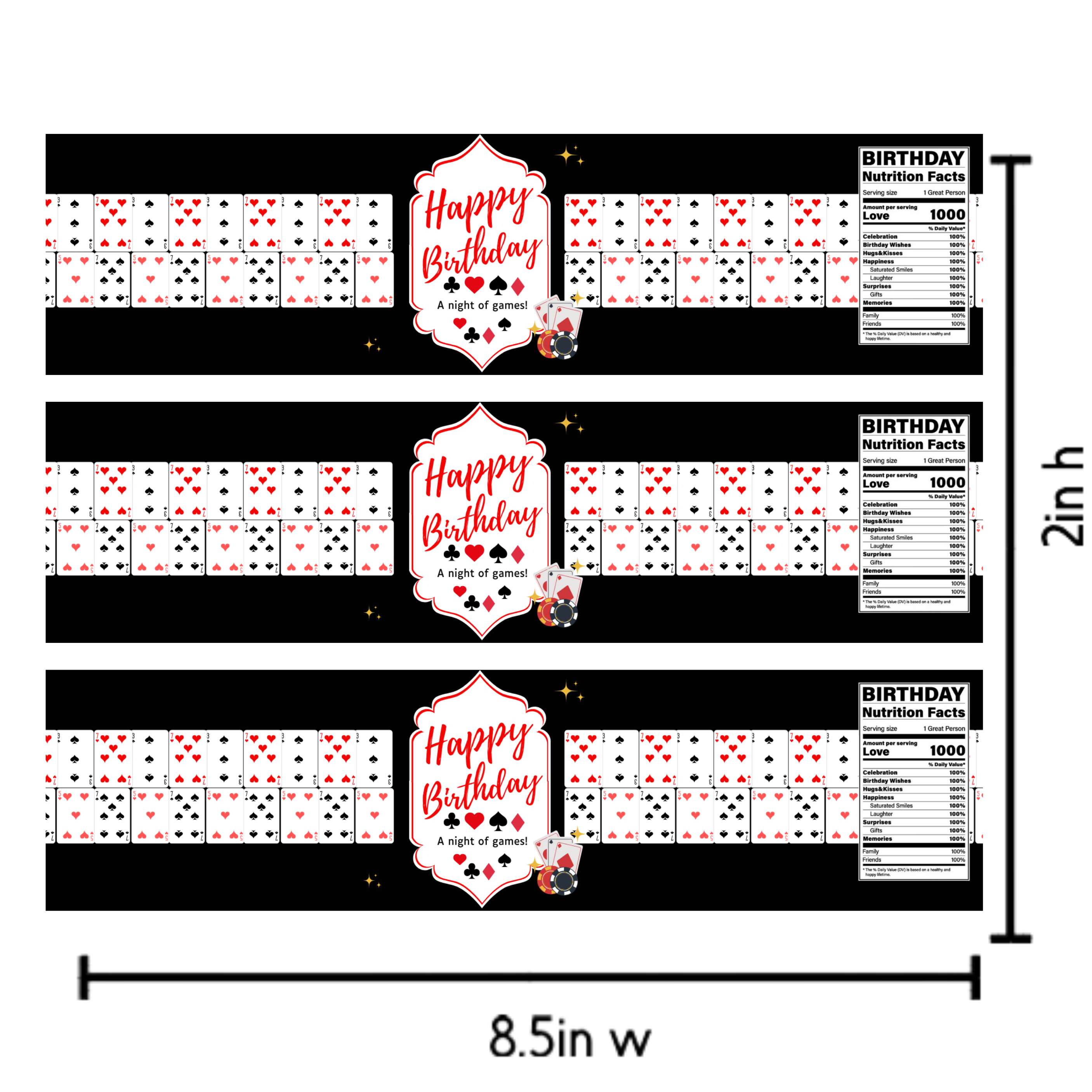 Casino Night Birthday Water Labels | Playing Cards Theme |Poker Theme Birthday Water Bottle Labels| Glossy