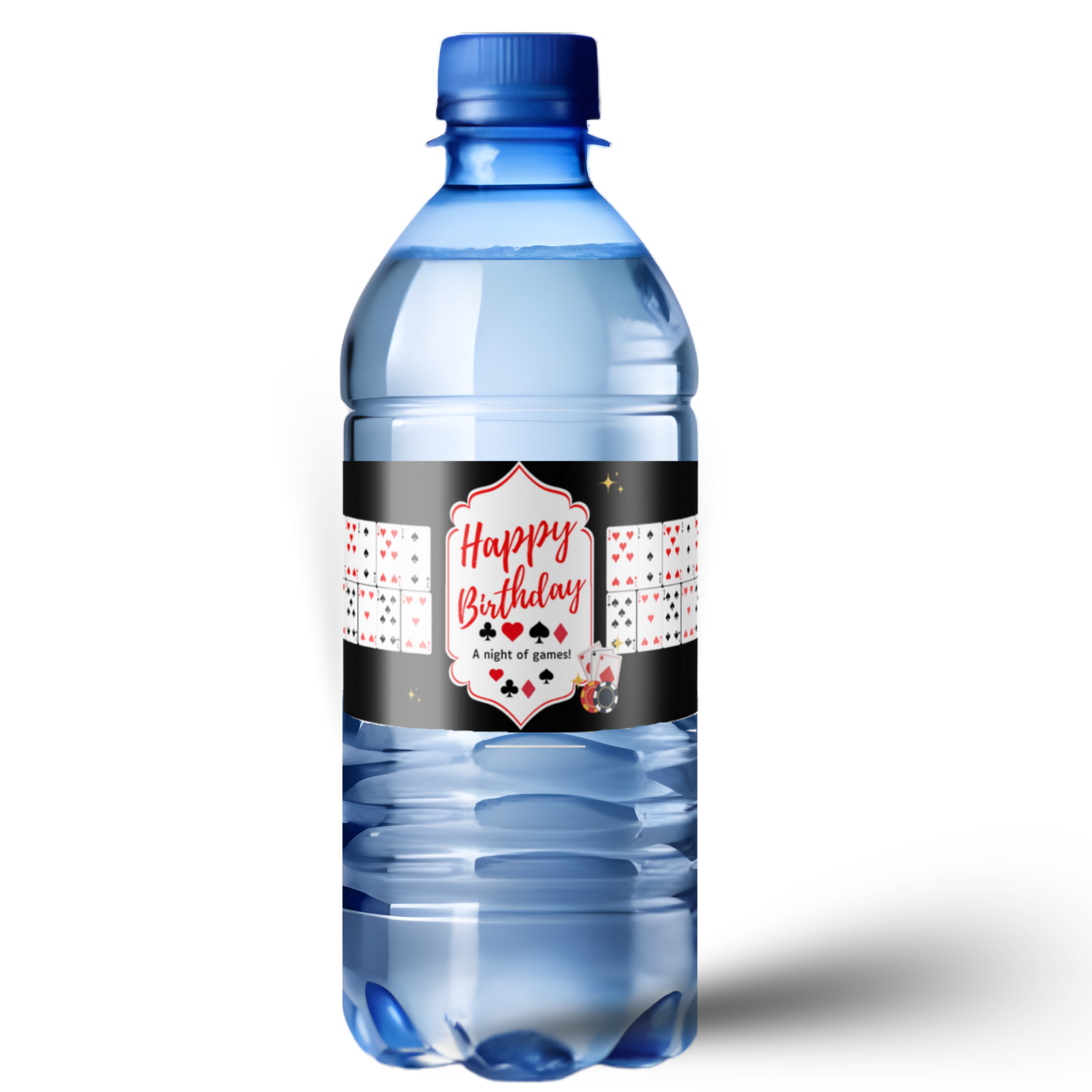 Casino Night Birthday Water Labels | Playing Cards Theme |Poker Theme Birthday Water Bottle Labels| Glossy