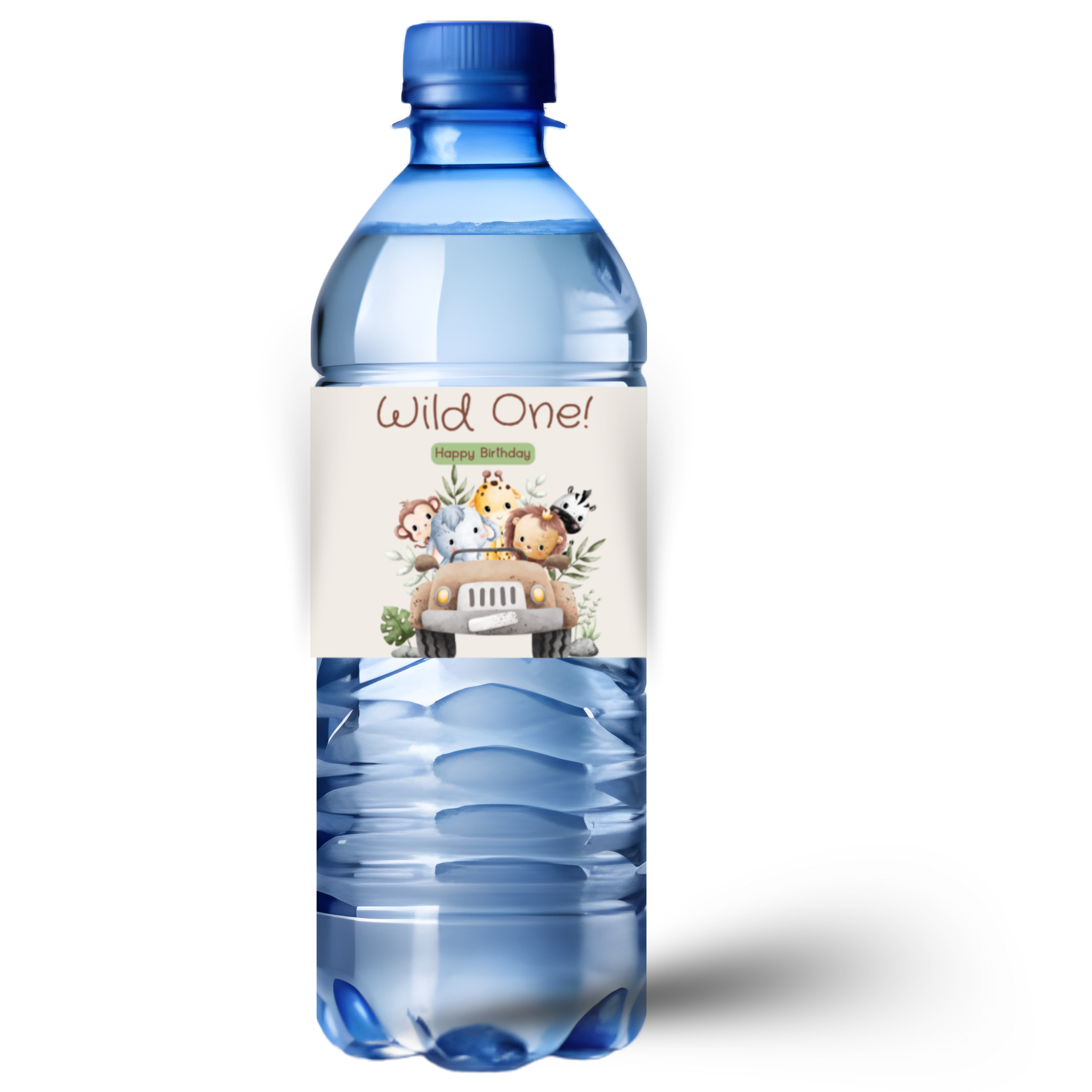 Wild One Safari Water Bottle Labels| 1st Birthday Water Bottle Wraps| 12| Glossy| Animal Theme