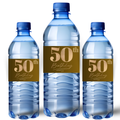 50th Birthday Water Bottle Labels | Fifty Celebration Party Decor | Gold Theme Bottle Wraps | Glossy
