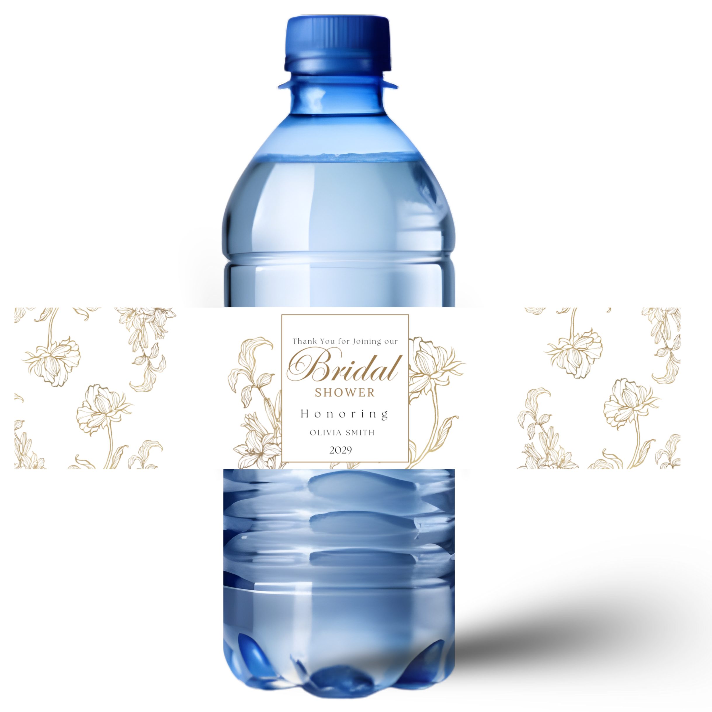 Personalized Bridal Shower Water Bottle Labels | Glossy| Floral Bridal shower|12ct|Thank You Labels