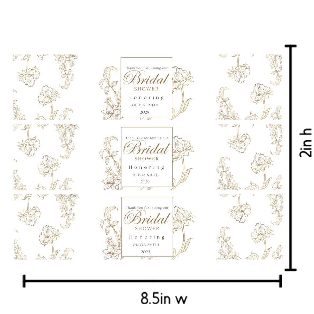 Personalized Bridal Shower Water Bottle Labels | Glossy| Floral Bridal shower|12ct|Thank You Labels