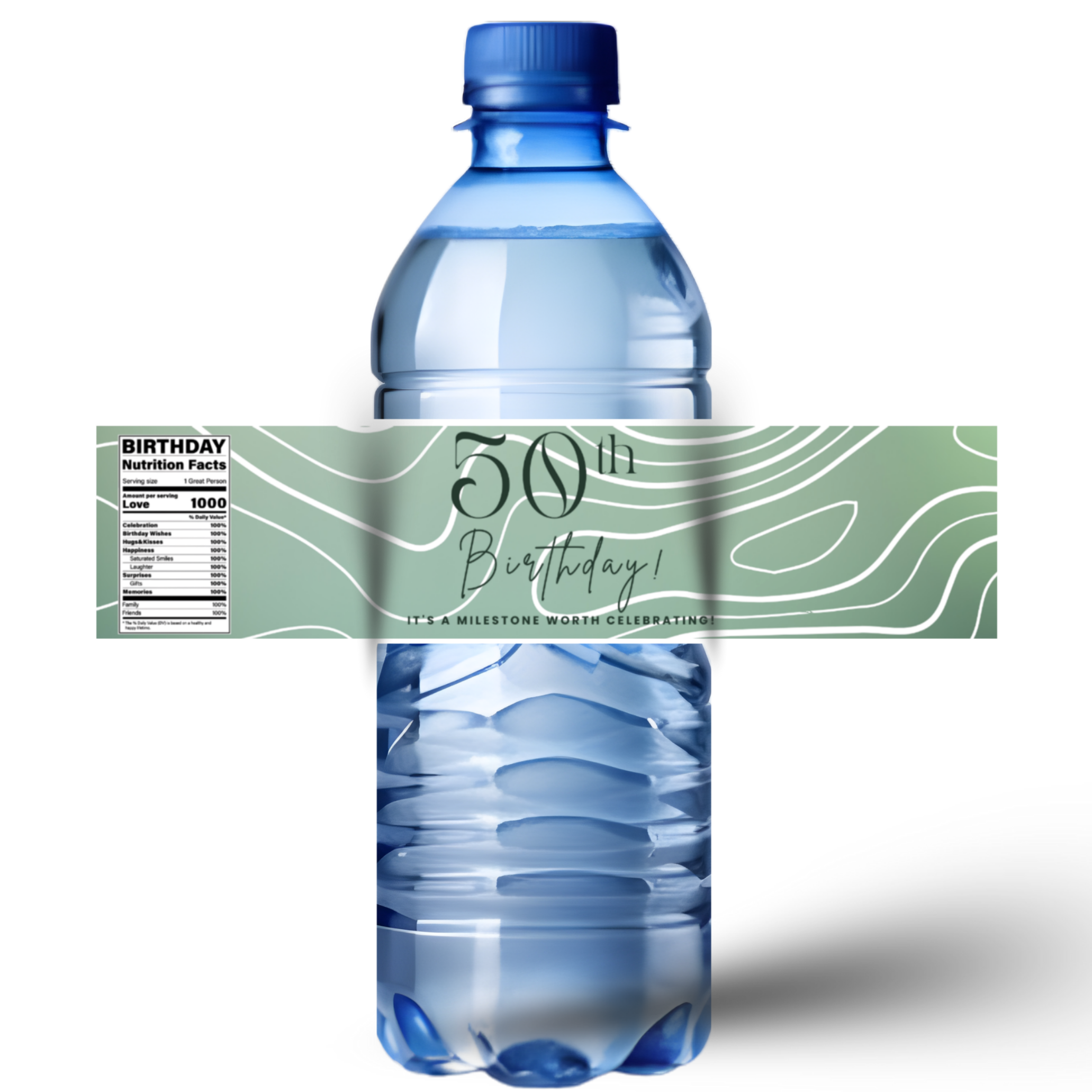 50th Birthday Water Bottle Labels | A Milestone Worth Celebrating | Party Table Decor | Glossy