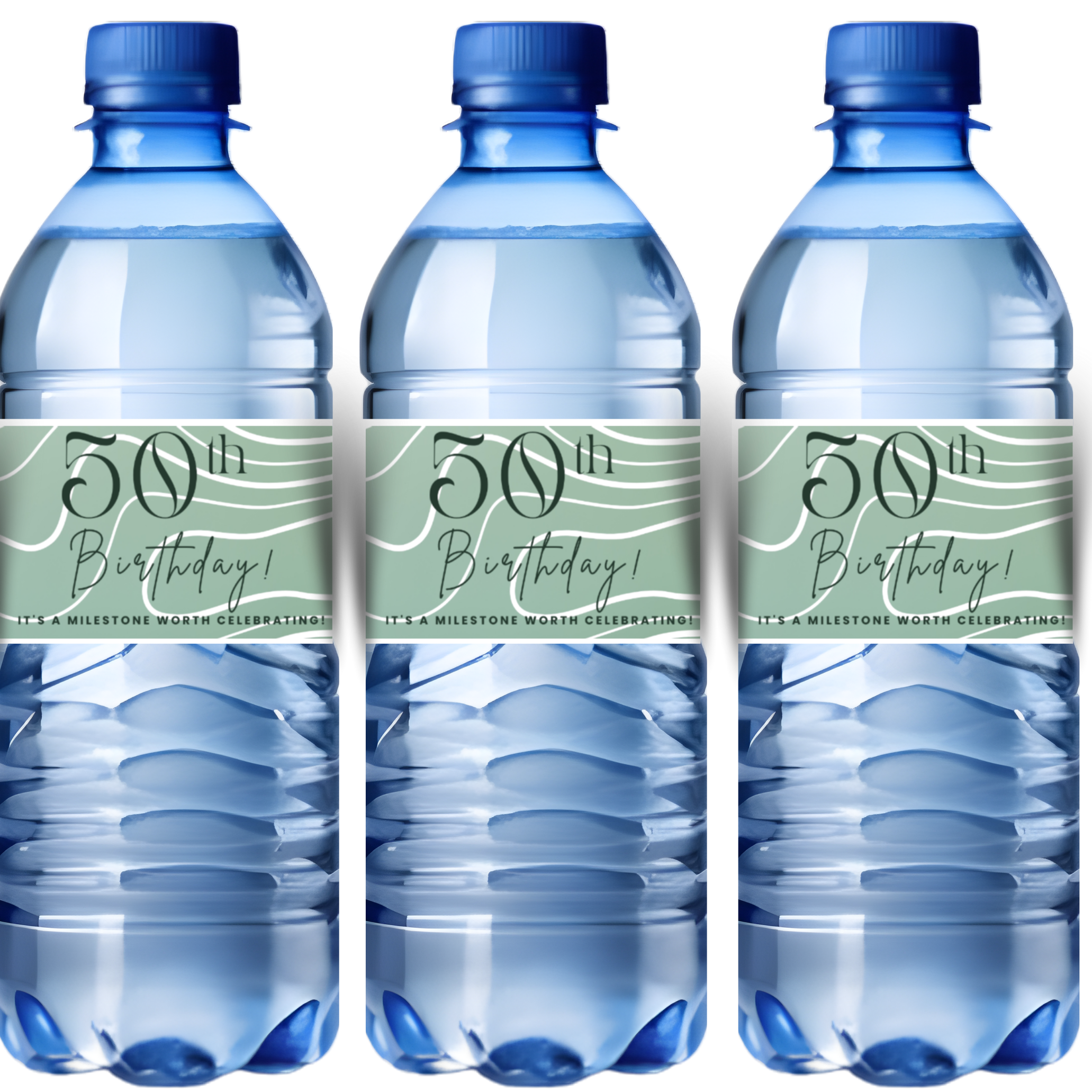 50th Birthday Water Bottle Labels | A Milestone Worth Celebrating | Party Table Decor | Glossy