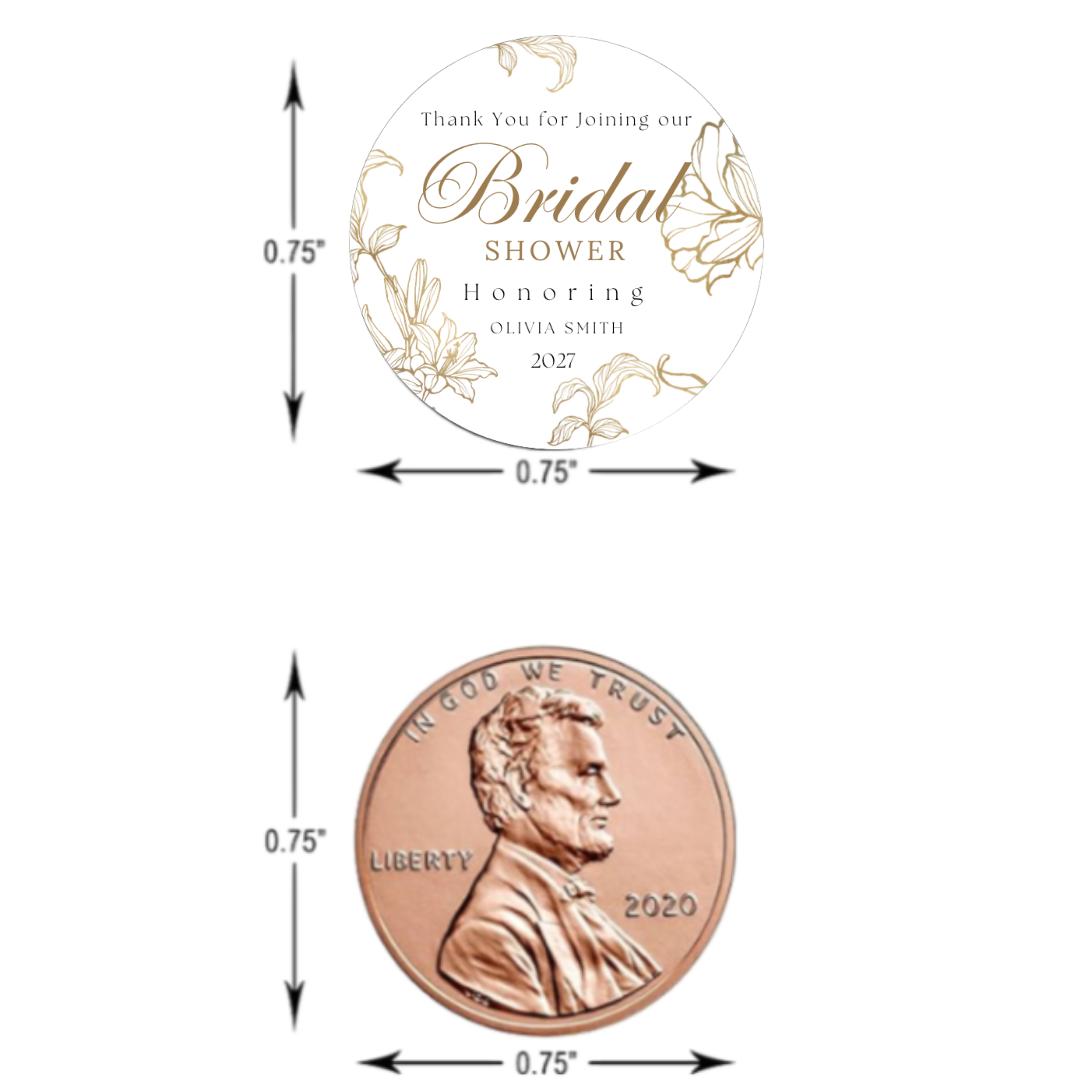 Elegant Bridal Shower Candy Kiss Labels | Personalized Bridal Shower Favors| 100ct|Glossy
