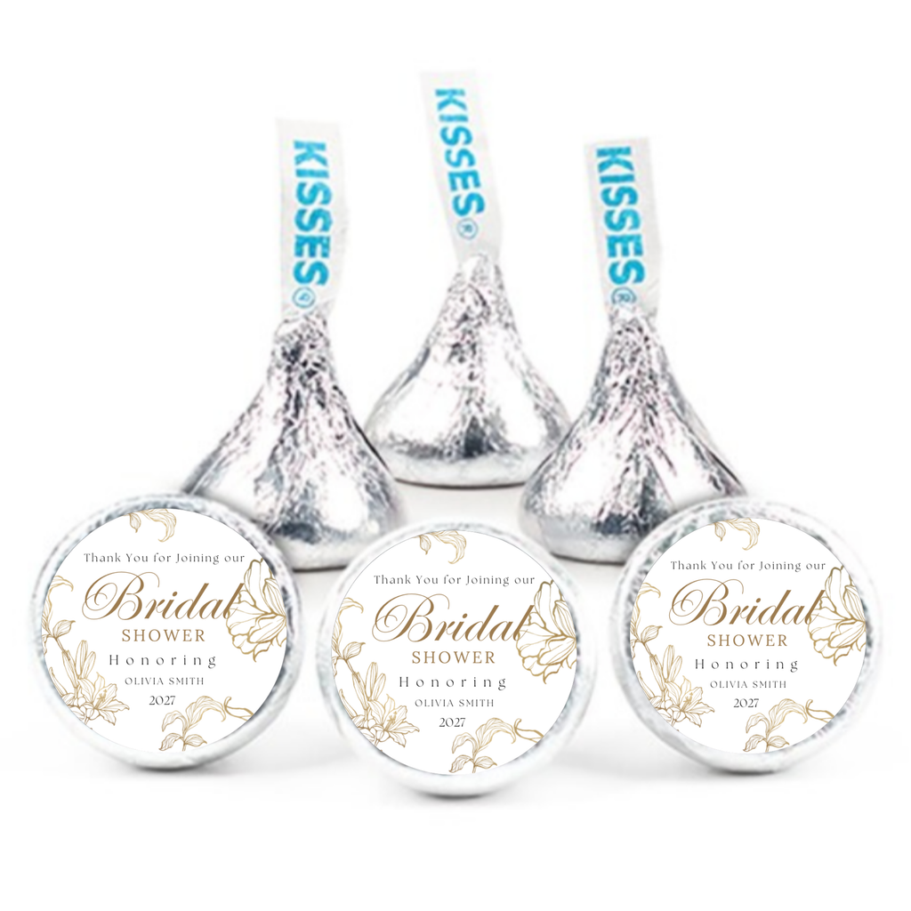 Elegant Bridal Shower Candy Kiss Labels | Personalized Bridal Shower Favors| 100ct|Glossy